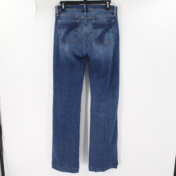 7 For All Mankind Jeans Womens 28 28x32 Dojo Bootcut Denim embroidered pockets - Picture 1 of 15